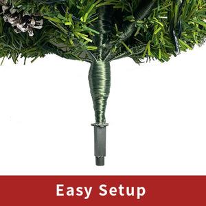 English Elm Pre-Lit Holiday Decor 4 Piece Set with Warm LED Lights Entrance Trees Garland Wreath PX283311AAF