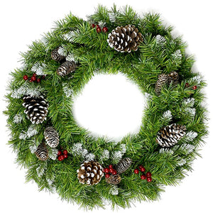 English Elm Pre-Lit Holiday Decor 4 Piece Set with Warm LED Lights Entrance Trees Garland Wreath PX283311AAF