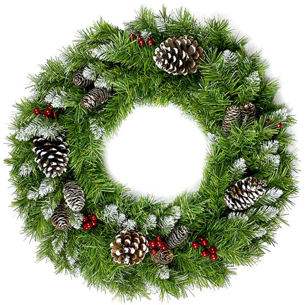 English Elm Pre-Lit Holiday Decor 4 Piece Set with Warm LED Lights Entrance Trees Garland Wreath PX283311AAF