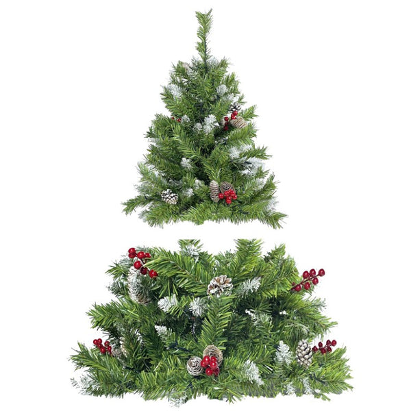 English Elm Pre-Lit Holiday Decor 4 Piece Set with Warm LED Lights Entrance Trees Garland Wreath PX283311AAF