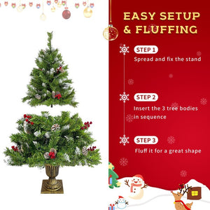 English Elm Pre-Lit Holiday Decor 4 Piece Set with Warm LED Lights Entrance Trees Garland Wreath PX283311AAF