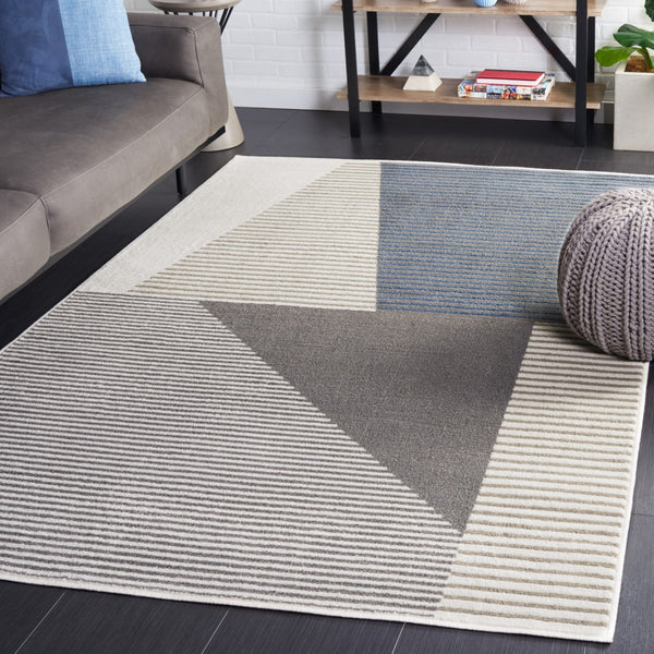Safavieh Pyramid 220 Power Loomed Modern Rug IIX Ivory / Grey Navy PYR220A-7SQ