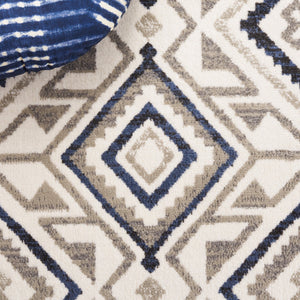 Safavieh Pyramid 221 Power Loomed 52% Polypropylene, 24% Jute, 13% Latex, 11% Polyester Modern Rug Ivory / Grey Navy PYR221A-9