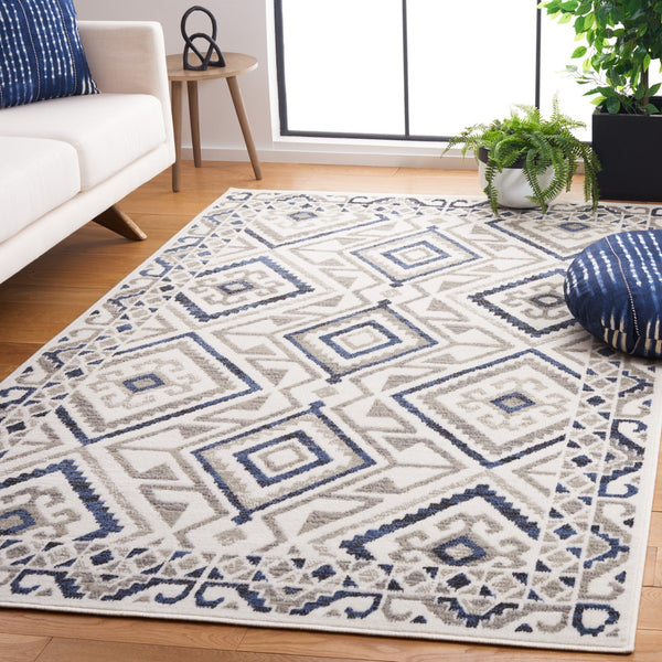 Safavieh Pyramid 221 Power Loomed Modern Rug X23 Ivory / Grey Navy PYR221A-7R