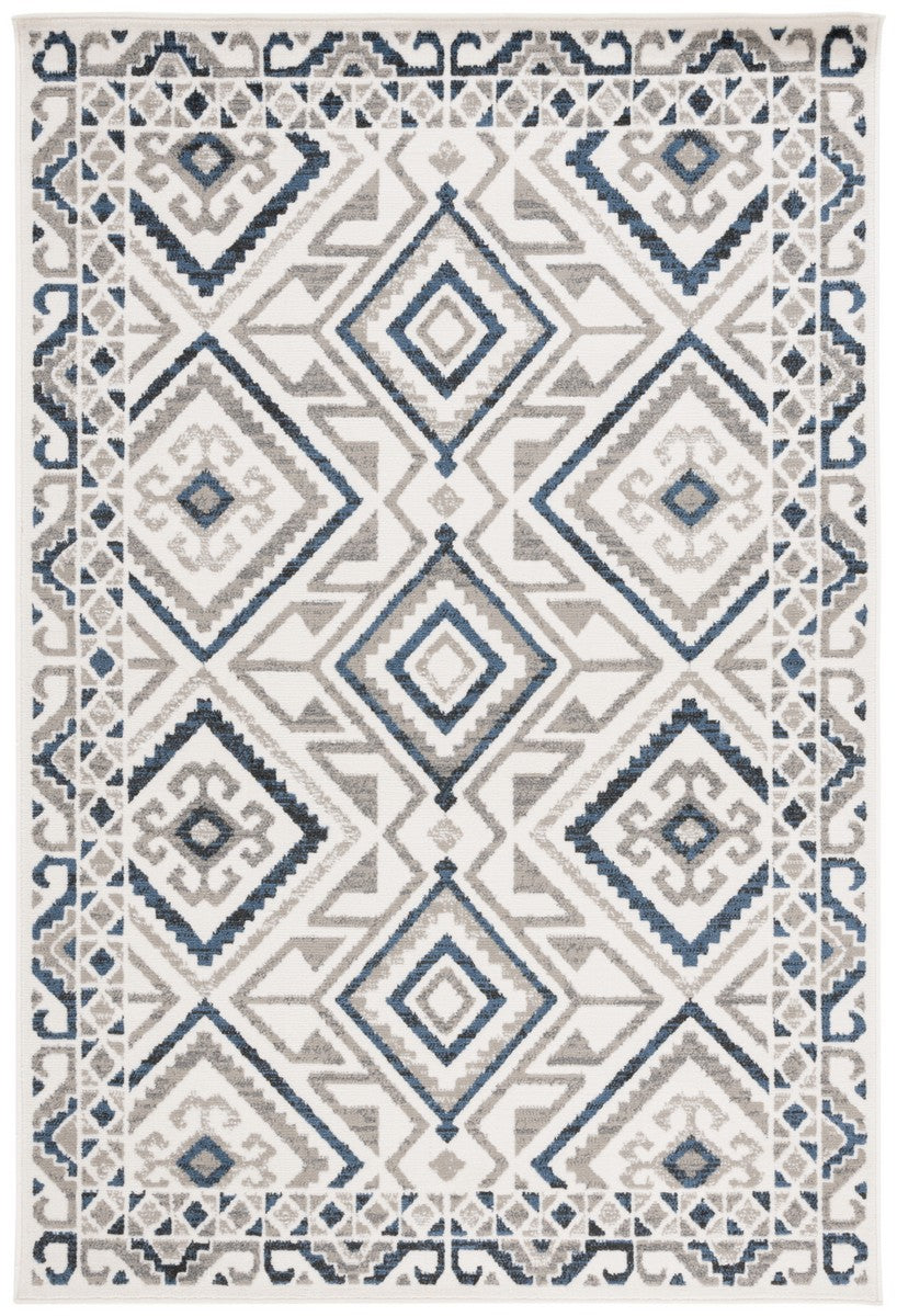 Safavieh Pyramid 221 Power Loomed 52% Polypropylene, 24% Jute, 13% Latex, 11% Polyester Modern Rug Ivory / Grey Navy PYR221A-9