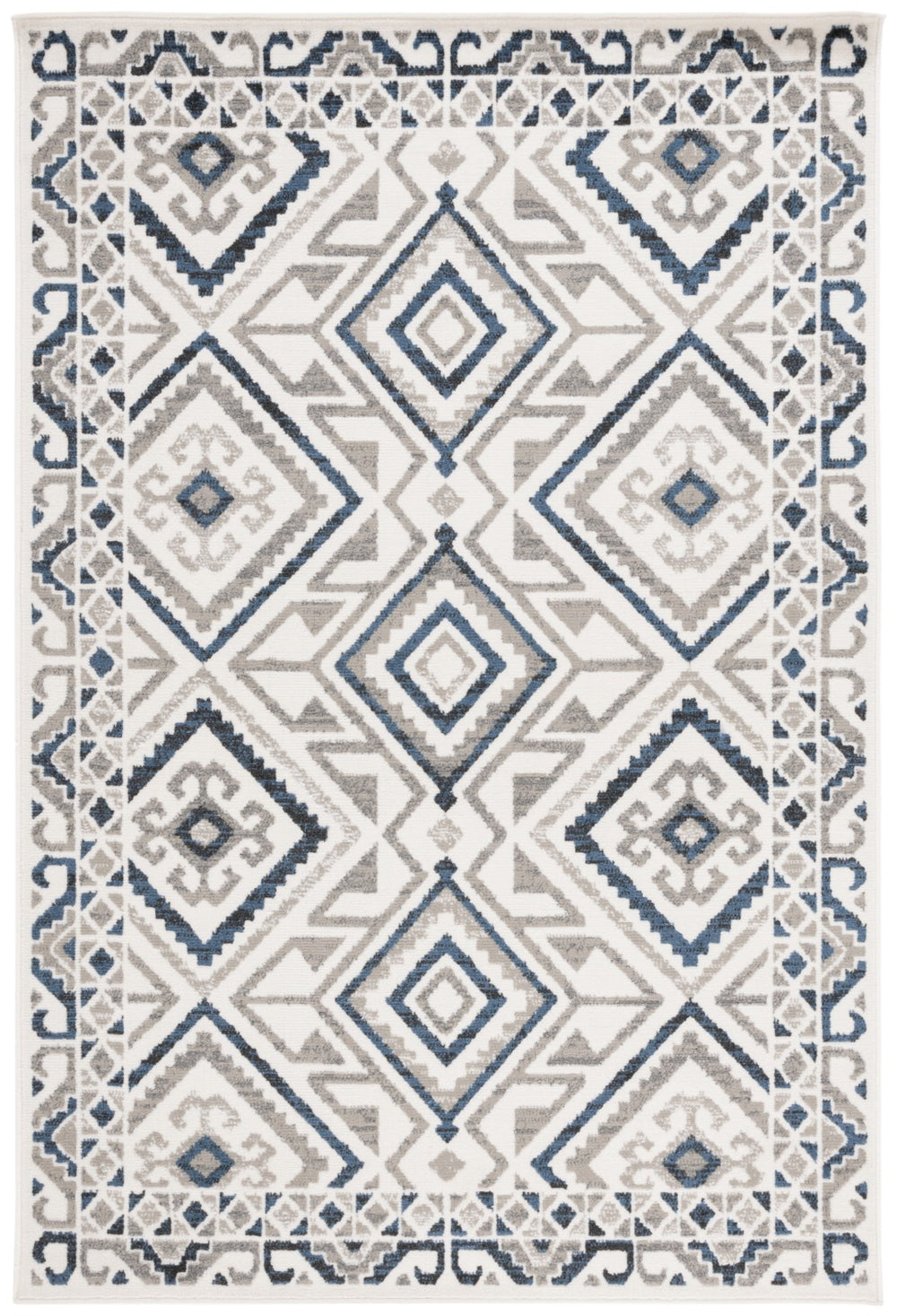 Safavieh Pyramid 221 Power Loomed Modern Rug Ivory / Grey Navy 5'-3" x 7'-8"