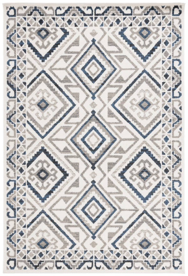 Safavieh Pyramid 221 Power Loomed Modern Rug Ivory / Grey Navy 5'-3" x 7'-8"