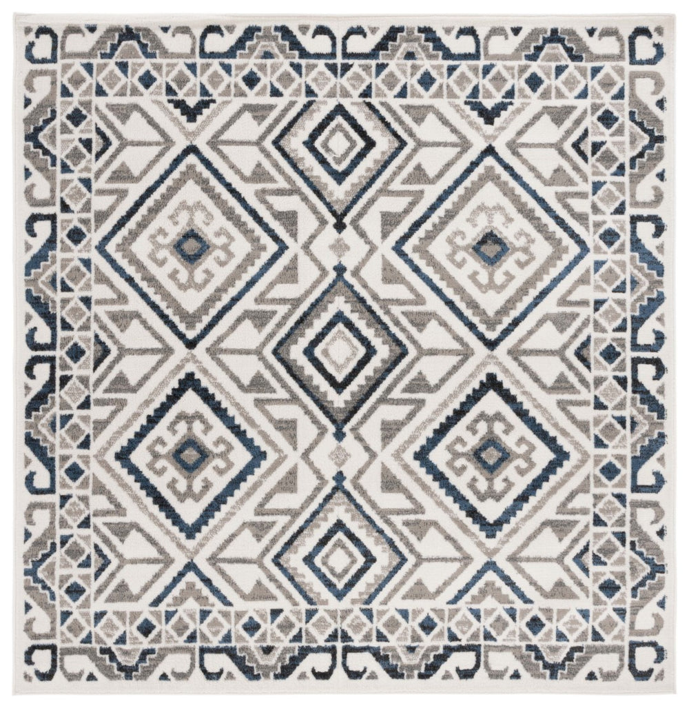 Safavieh Pyramid 221 Power Loomed Modern Rug IIX Ivory / Grey Navy PYR221A-7SQ