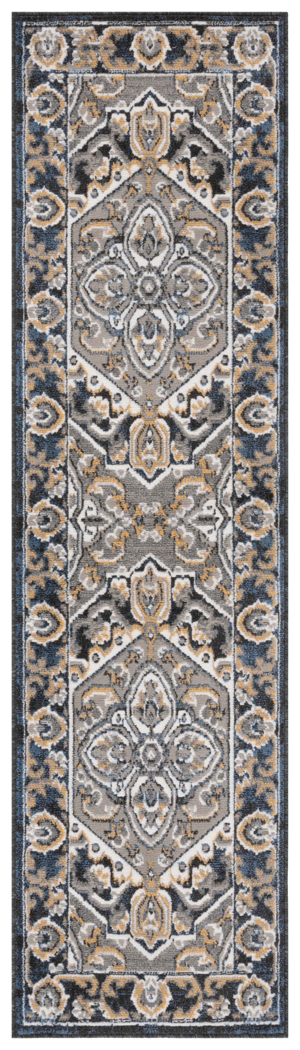 Safavieh Pyramid 222 Power Loomed Modern Rug IIX Grey / Navy Gold PYR222F-28