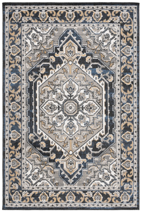 Safavieh Pyramid 222 Power Loomed Modern Rug X23 Grey / Navy Gold PYR222F-7R