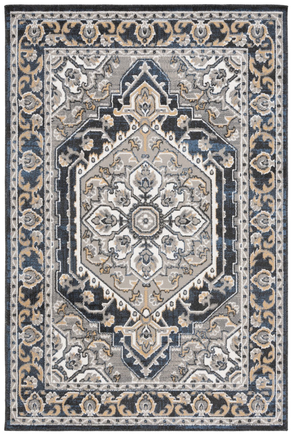 Safavieh Pyramid 222 Power Loomed Modern Rug Grey / Navy Gold 5'-3" x 7'-8"