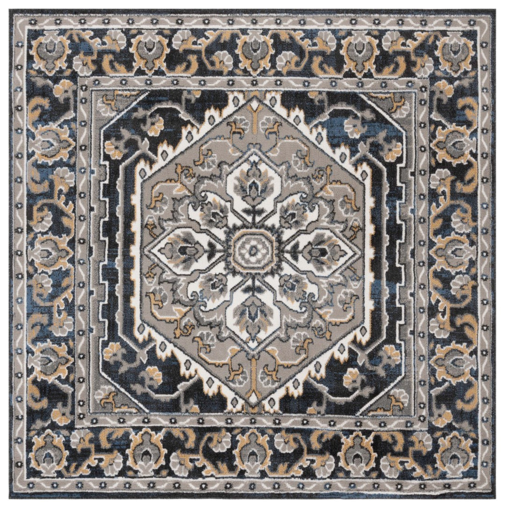 Safavieh Pyramid 222 Power Loomed Modern Rug IIX Grey / Navy Gold PYR222F-28