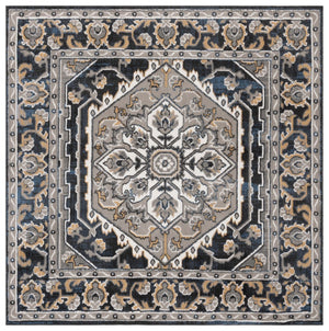 Safavieh Pyramid 222 Power Loomed Modern Rug IIX Grey / Navy Gold PYR222F-7SQ