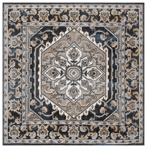 Safavieh Pyramid 222 Power Loomed Modern Rug X23 Grey / Navy Gold PYR222F-7R