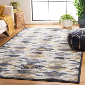 Safavieh Pyramid 223 Power Loomed Modern Rug Ivory / Grey Navy 5'-3" x 7'-8"