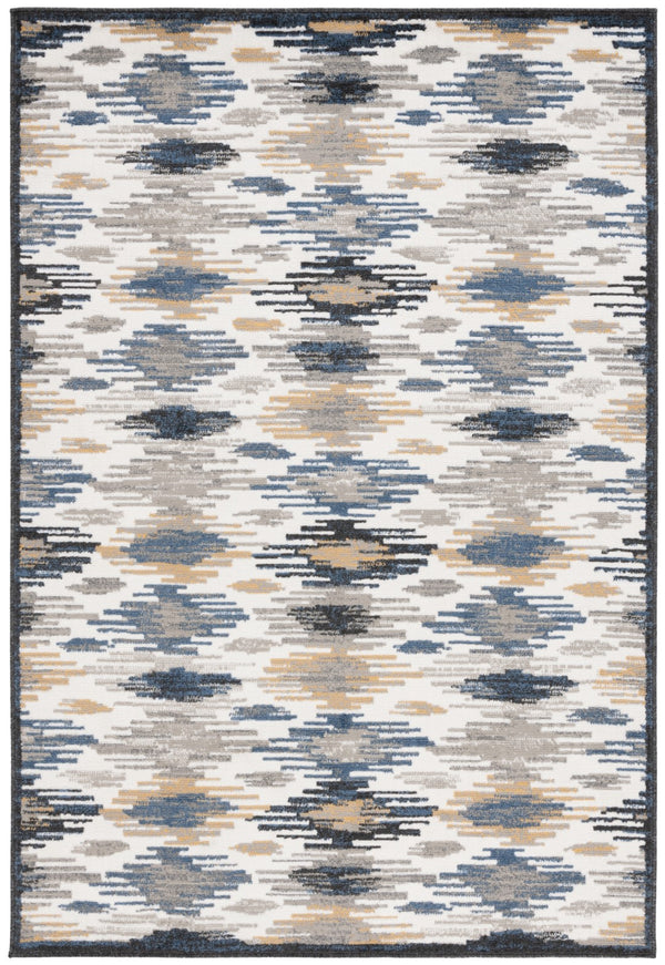 Safavieh Pyramid 223 Power Loomed Modern Rug Ivory / Grey Navy 5'-3" x 7'-8"