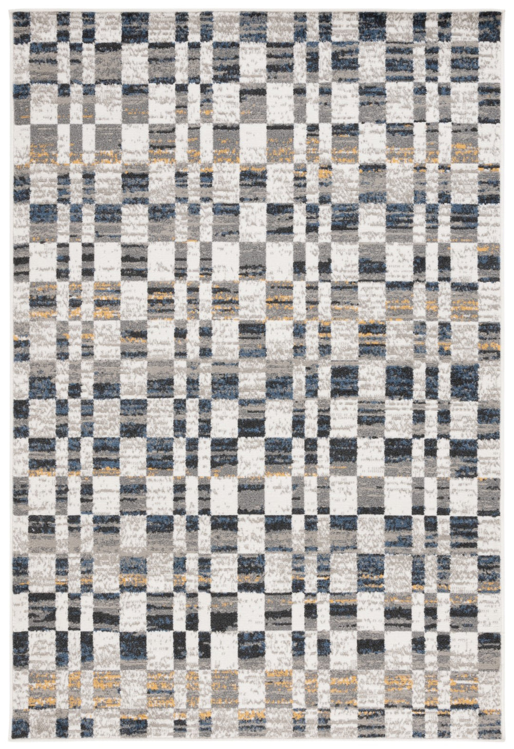 Safavieh Pyramid 224 Power Loomed Modern Rug Ivory / Grey Navy 5'-3" x 7'-8"