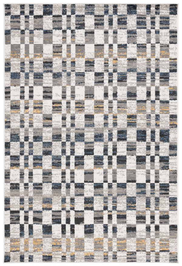 Safavieh Pyramid 224 Power Loomed Modern Rug Ivory / Grey Navy 5'-3" x 7'-8"