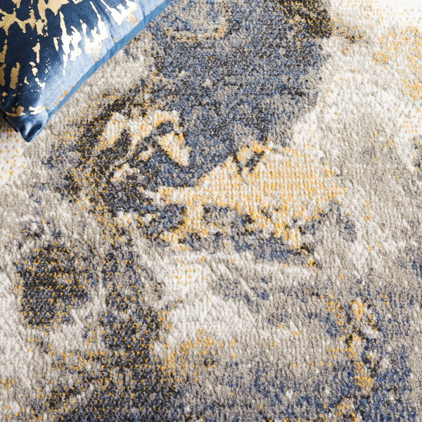 Safavieh Pyramid 227 Power Loomed Modern Rug Grey / Navy Gold 5'-3" x 7'-8"