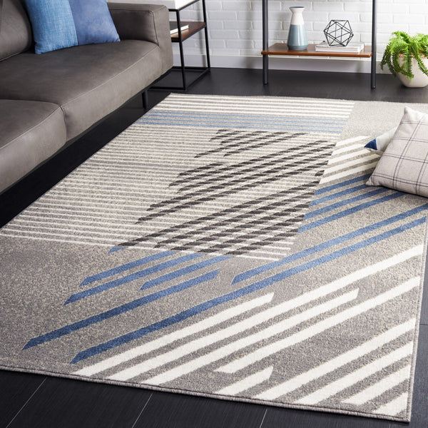 Safavieh Pyramid 228 Power Loomed 52% Polypropylene, 24% Jute, 13% Latex, 11% Polyester Modern Rug Grey / Blue Ivory PYR228F-9