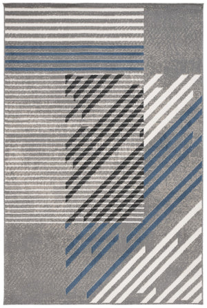 Safavieh Pyramid 228 Power Loomed Modern Rug Grey / Blue Ivory 5'-3" x 7'-8"