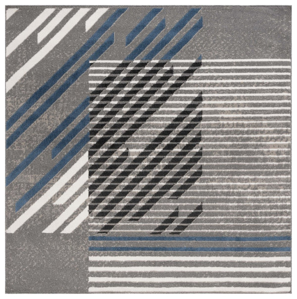 Safavieh Pyramid 228 Power Loomed Modern Rug IIX Grey / Blue Ivory PYR228F-7SQ