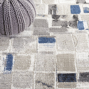 Safavieh Pyramid 229 Power Loomed 52% Polypropylene, 24% Jute, 11% Polyester, 13% Latex Rug Ivory / Grey Navy PYR229A-9