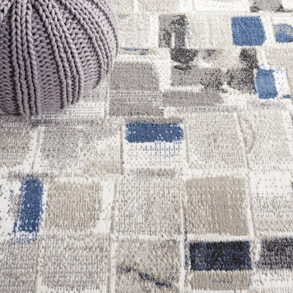 Safavieh Pyramid 229 Power Loomed Rug Ivory / Grey Navy 5'-3" x 7'-8"