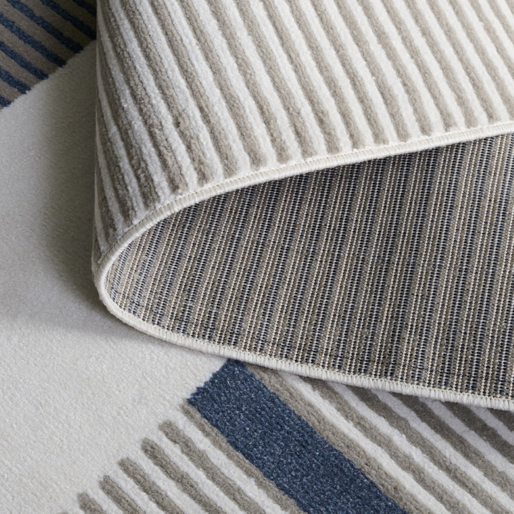 Safavieh Pyramid Contemporary Power Loomed Rug - Stylish, Durable Design For Hallways And Entryways Grey ,Ivory Navy 52% Polypropylene,24% Jute,11% Polyester,13% Latex Pyr234a-29