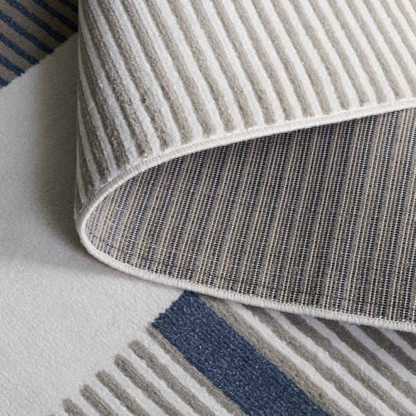 Safavieh Pyramid Contemporary Power Loomed Rug - Stylish, Durable Design For Hallways And Entryways Grey ,Ivory Navy 52% Polypropylene,24% Jute,11% Polyester,13% Latex Pyr234a-29