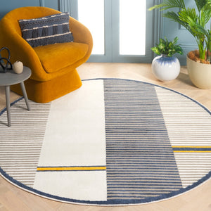 Safavieh Pyramid Contemporary Power Loomed Rug - Stylish, Durable Design For Hallways And Entryways Grey ,Ivory Navy 52% Polypropylene,24% Jute,11% Polyester,13% Latex Pyr234a-29