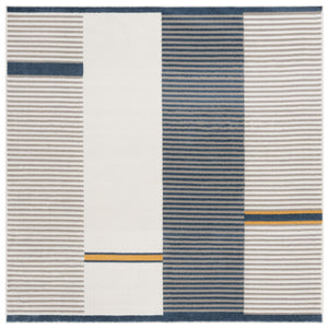 Safavieh Pyramid Contemporary Power Loomed Rug - Stylish, Durable Design For Hallways And Entryways Grey ,Ivory Navy 52% Polypropylene,24% Jute,11% Polyester,13% Latex Pyr234a-29