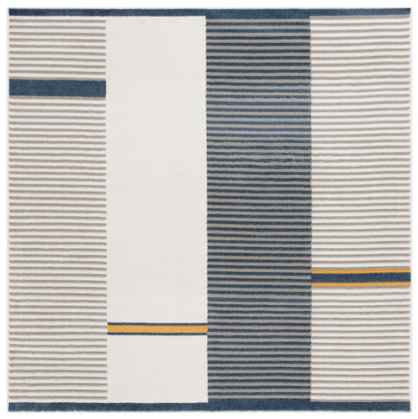 Safavieh Pyramid Contemporary Power Loomed Rug - Stylish, Durable Design For Hallways And Entryways Grey ,Ivory Navy 52% Polypropylene,24% Jute,11% Polyester,13% Latex Pyr234a-29