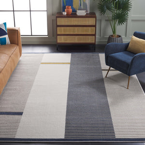 Safavieh Pyramid Contemporary Power Loomed Rug - Stylish, Durable Design For Hallways And Entryways Grey ,Ivory Navy 52% Polypropylene,24% Jute,11% Polyester,13% Latex Pyr234a-29