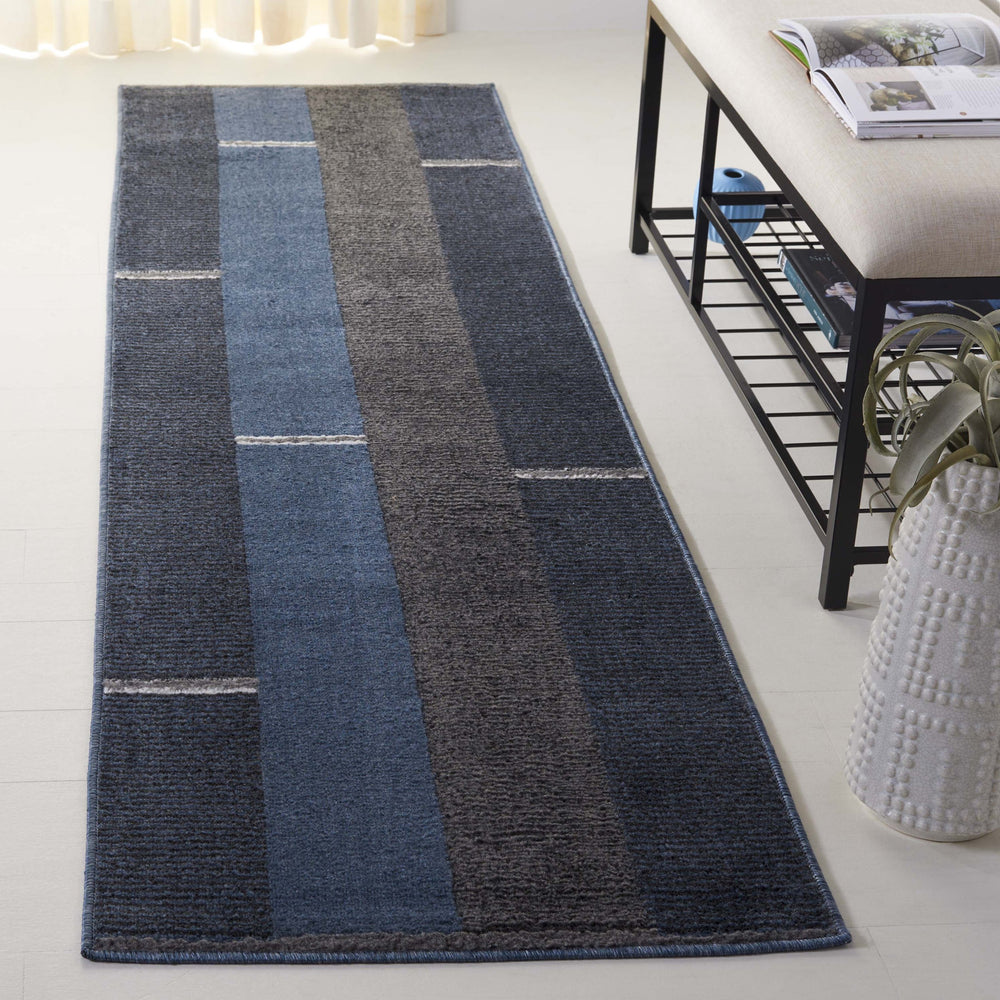 Safavieh Pyramid Sophisticated Area Rug With Grey, Ivory, And Navy Accents For Elegant Hallway Décor Navy ,Grey Black Polypropylene Pyr234n-8
