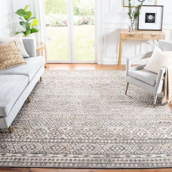 Safavieh Pyramid Exquisite Area Rug - Elegant Ivory And Charcoal Design With Intricate Patterns For Home Decor Ivory ,Charcoal 52% Polypropylene,24% Jute,11% Polyester,13% Latex Pyr260a-25