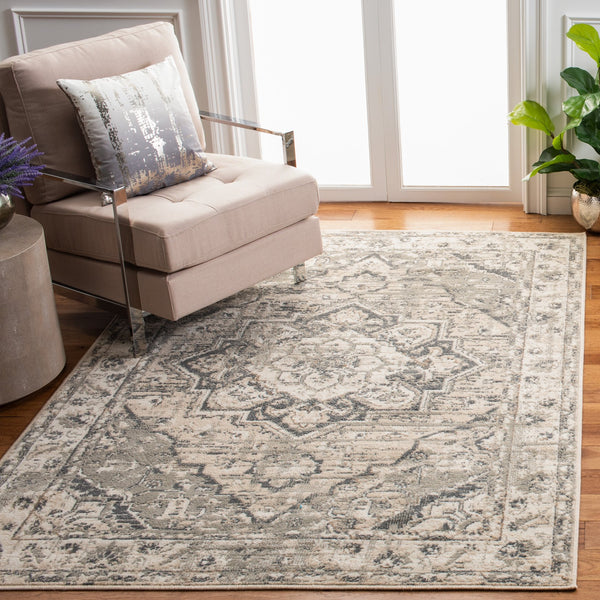 Safavieh Pyramid Timeless Elegance Area Rug - Luxurious Traditional Design For Classic And Modern Homes Ivory ,Grey 52% Polypropylene,24% Jute,11% Polyester,13% Latex Pyr268a-5sq