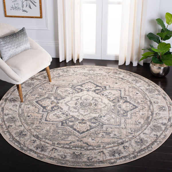 Safavieh Pyramid Timeless Elegance Area Rug - Luxurious Traditional Design For Classic And Modern Homes Ivory ,Grey 52% Polypropylene,24% Jute,11% Polyester,13% Latex Pyr268a-5sq