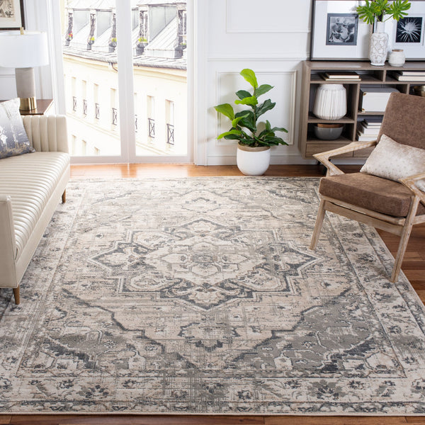 Safavieh Pyramid Timeless Elegance Area Rug - Luxurious Traditional Design For Classic And Modern Homes Ivory ,Grey 52% Polypropylene,24% Jute,11% Polyester,13% Latex Pyr268a-5sq