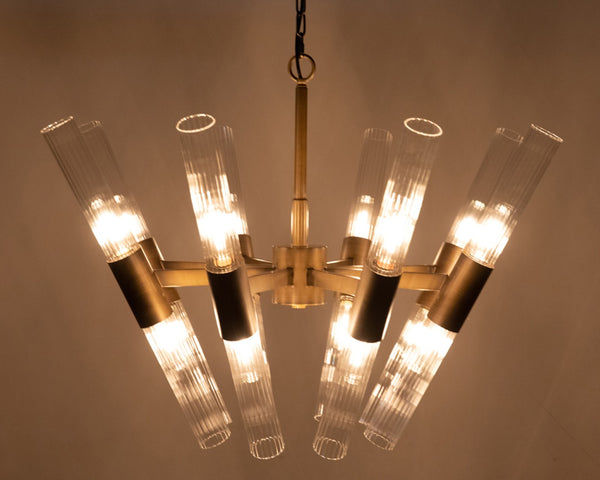 Noir Moira Chandelier - Handcrafted Aged Brass Elegance with Eight Lights for Timeless Sophistication PZ001AB