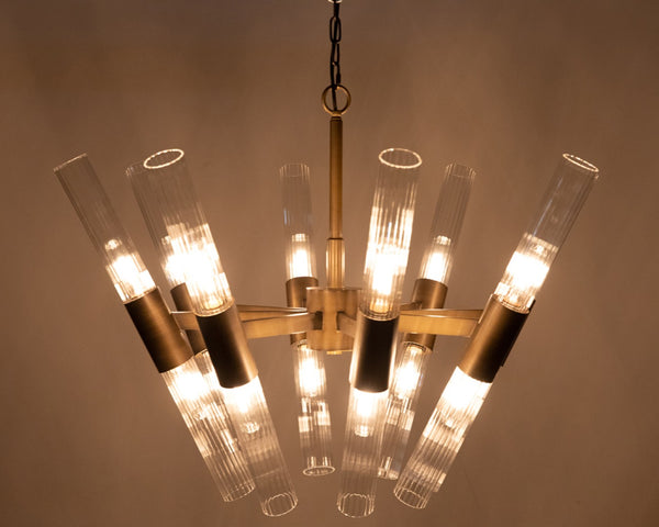 Noir Moira Chandelier - Handcrafted Aged Brass Elegance with Eight Lights for Timeless Sophistication PZ001AB