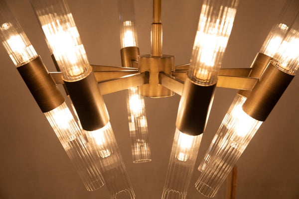 Noir Moira Chandelier - Handcrafted Aged Brass Elegance with Eight Lights for Timeless Sophistication PZ001AB