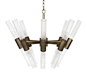 Noir Moira Chandelier - Handcrafted Aged Brass Elegance with Eight Lights for Timeless Sophistication PZ001AB
