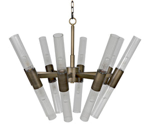 Noir Moira Chandelier - Handcrafted Aged Brass Elegance with Eight Lights for Timeless Sophistication PZ001AB