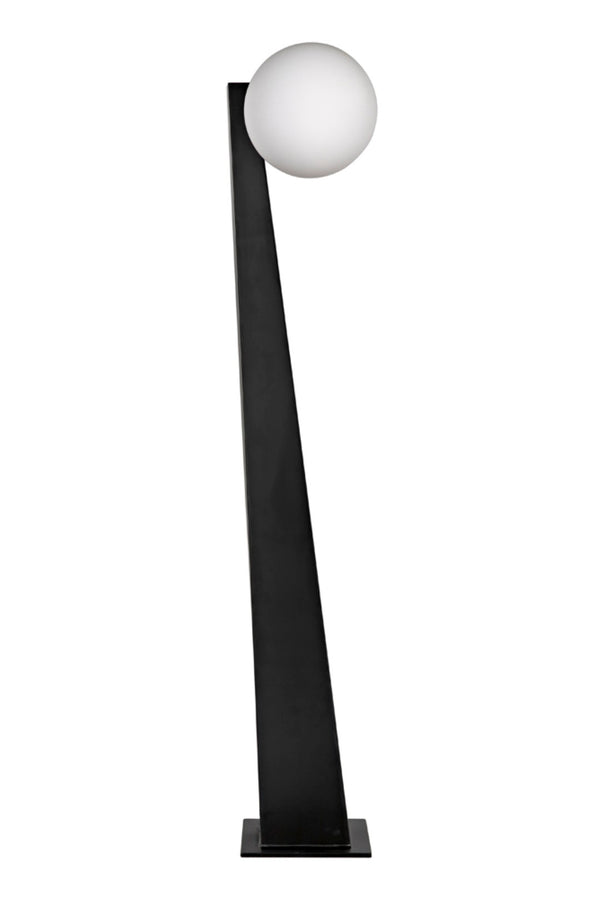 Noir Roy Floor Lamp - Modern Matte Black Iron with Frosted Glass Globes for Stylish Ambient Lighting PZ003MTB