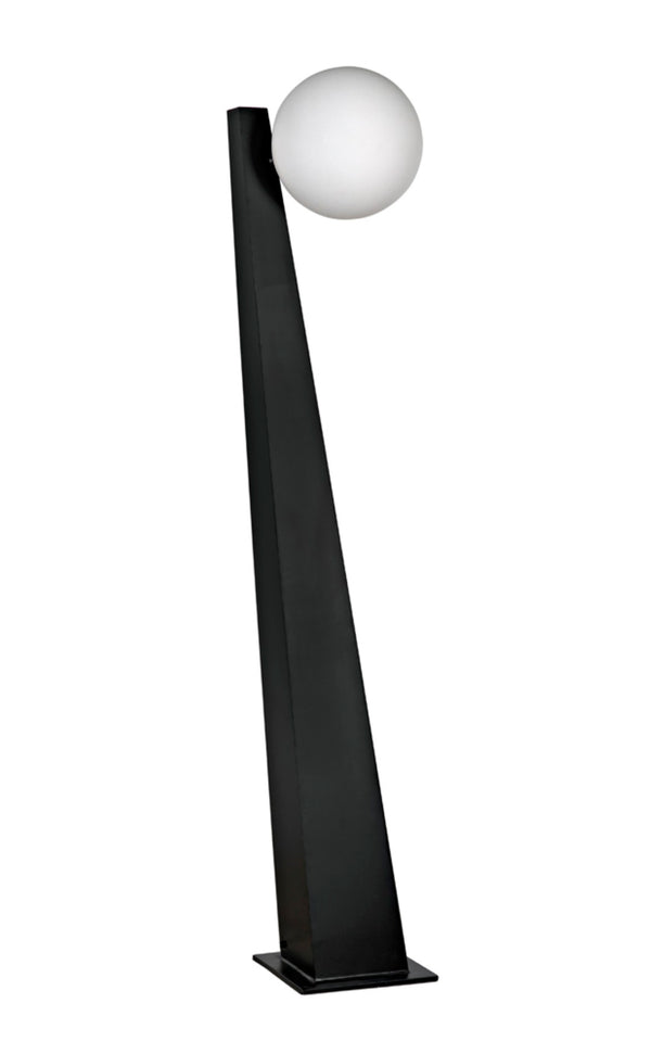 Noir Roy Floor Lamp - Modern Matte Black Iron with Frosted Glass Globes for Stylish Ambient Lighting PZ003MTB