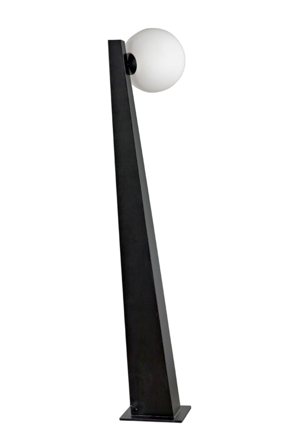 Noir Roy Floor Lamp - Modern Matte Black Iron with Frosted Glass Globes for Stylish Ambient Lighting PZ003MTB