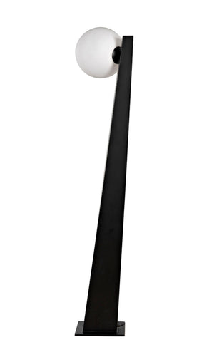 Noir Roy Floor Lamp - Modern Matte Black Iron with Frosted Glass Globes for Stylish Ambient Lighting PZ003MTB