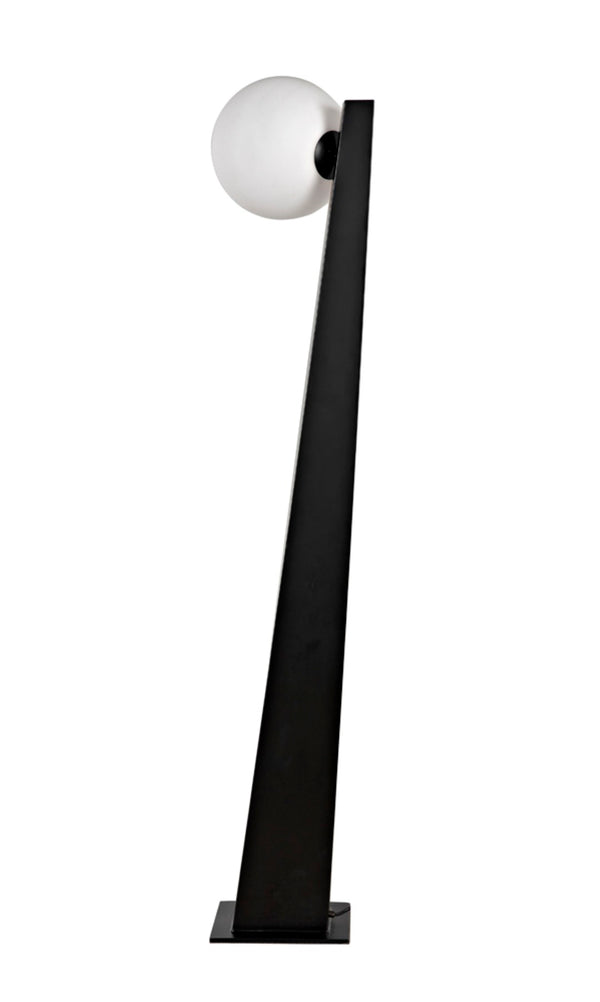 Noir Roy Floor Lamp - Modern Matte Black Iron with Frosted Glass Globes for Stylish Ambient Lighting PZ003MTB