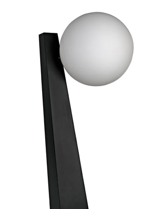Noir Roy Floor Lamp - Modern Matte Black Iron with Frosted Glass Globes for Stylish Ambient Lighting PZ003MTB